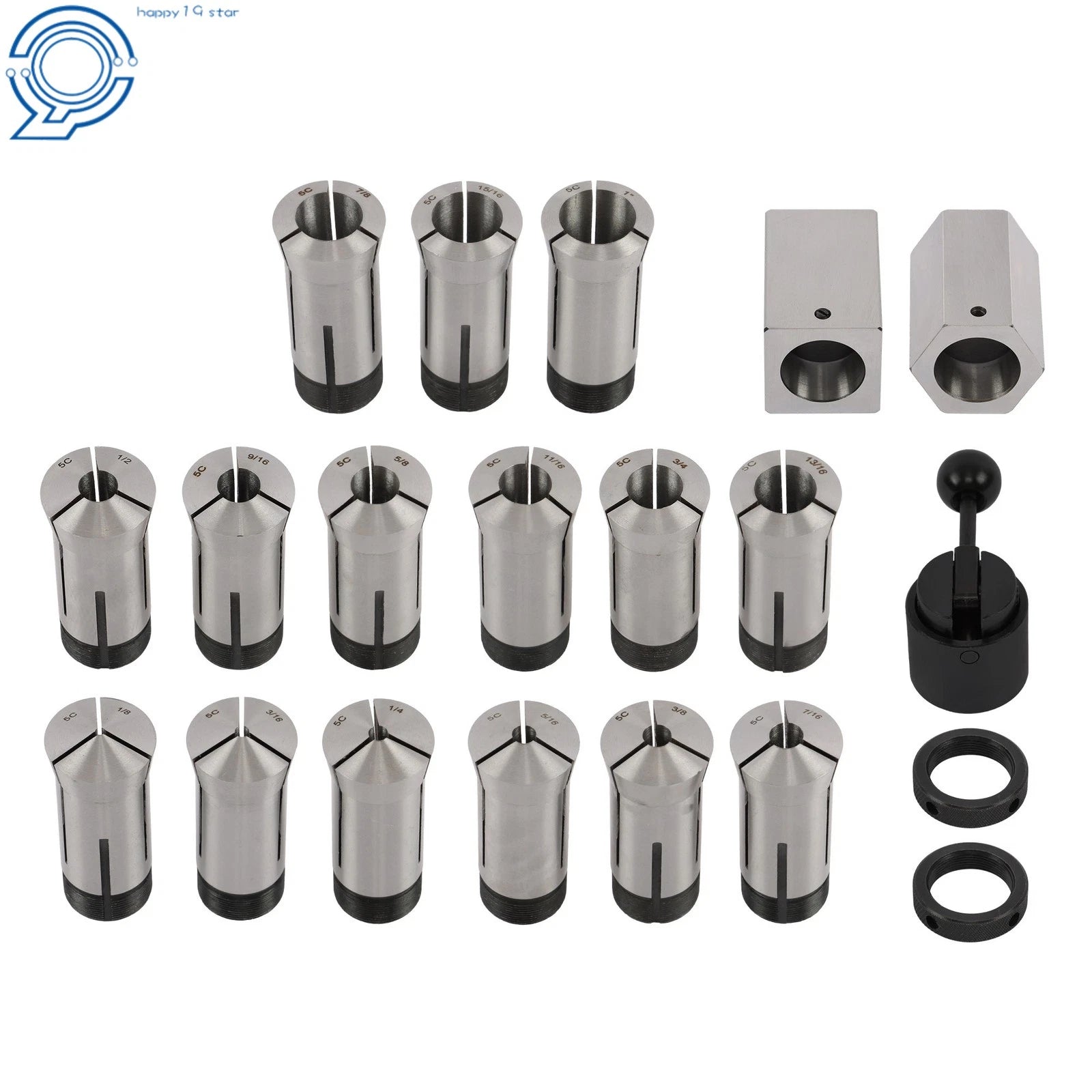 5pc Hex/Square Blocks & 15 Collets Set for 5C Machining
