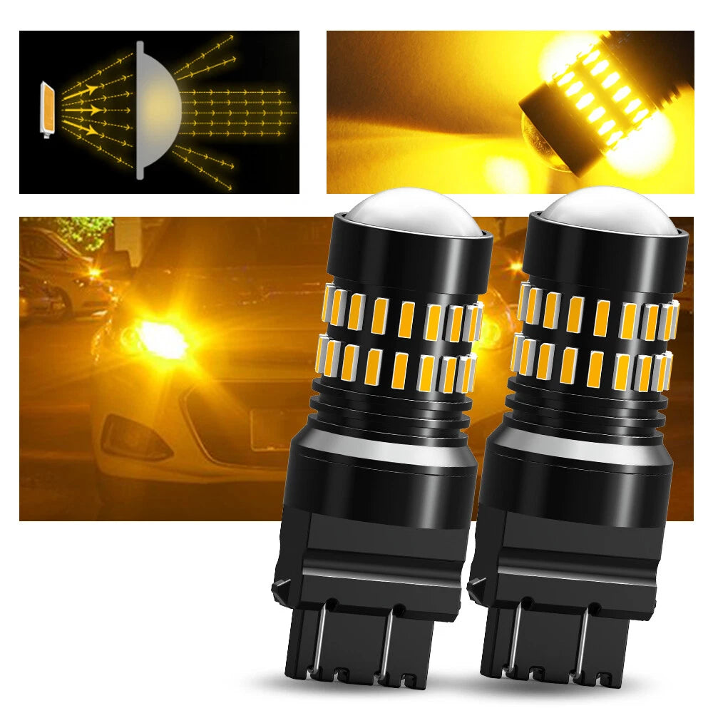 2X Amber LED Turn Signal Parking Light Bulbs for Car (3157 3156)