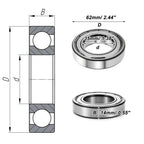 6007ZZ Deep Groove Ball Bearing for Scooter Skateboard Wheel (35x62x14mm)
