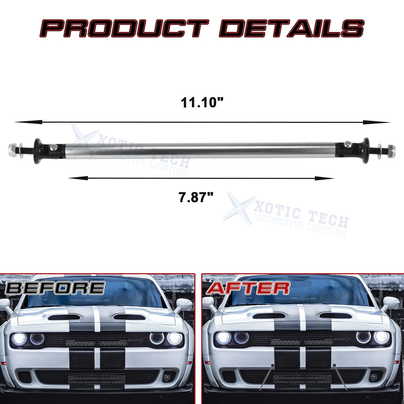 Rear Diffuser Strut Rod Support Bar for Lincoln Rivian 2Pcs Silver (2020-2025)