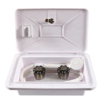 Outdoor Faucet Shower Box Kit for RV Camper Trailer White