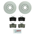 Set of 2 Rear Solid Rotors & Ceramic Disc Brake Pads for Audi Volkswagen
