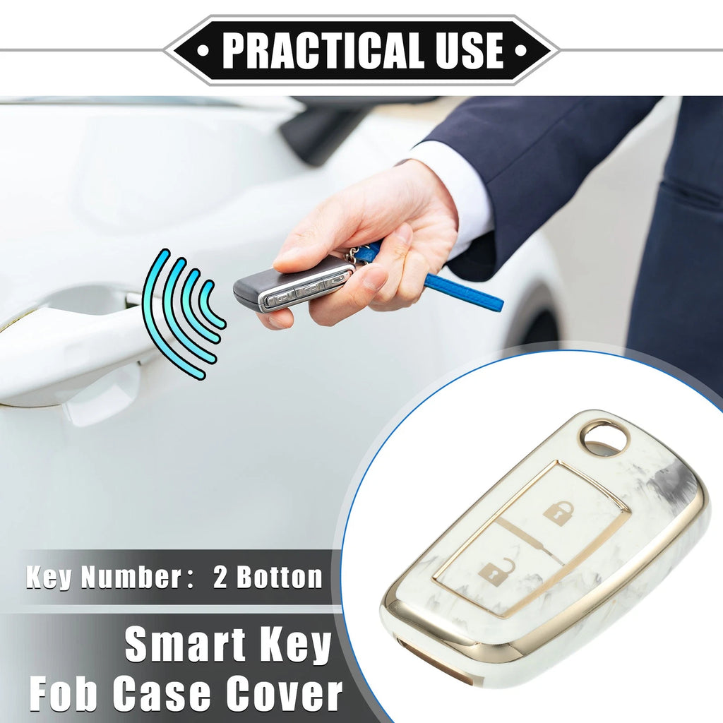 2X Smart Key Fob Case Cover for Nissan Rogue Frontier (2014–2023) TPU Gray