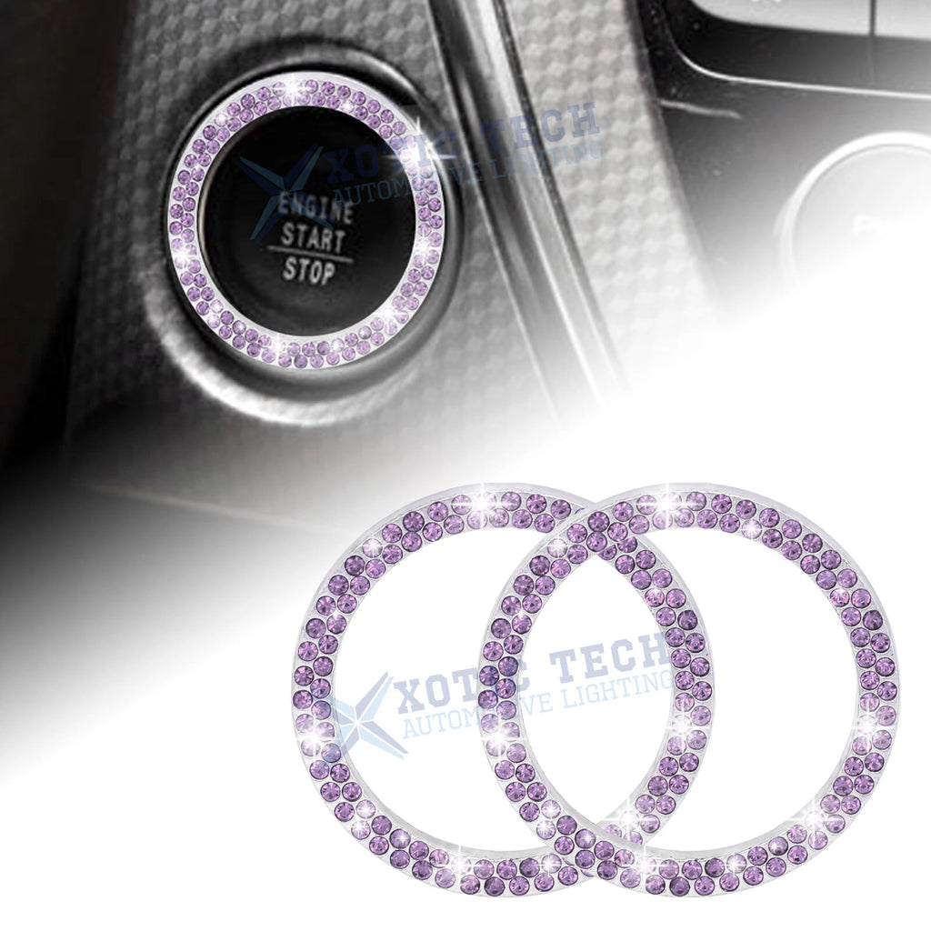 2PCS Sparkly Purple Diamond Engine Start Button Sticker for Girls Women (—)