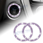 2PCS Sparkly Purple Diamond Engine Start Button Sticker for Girls Women (—)