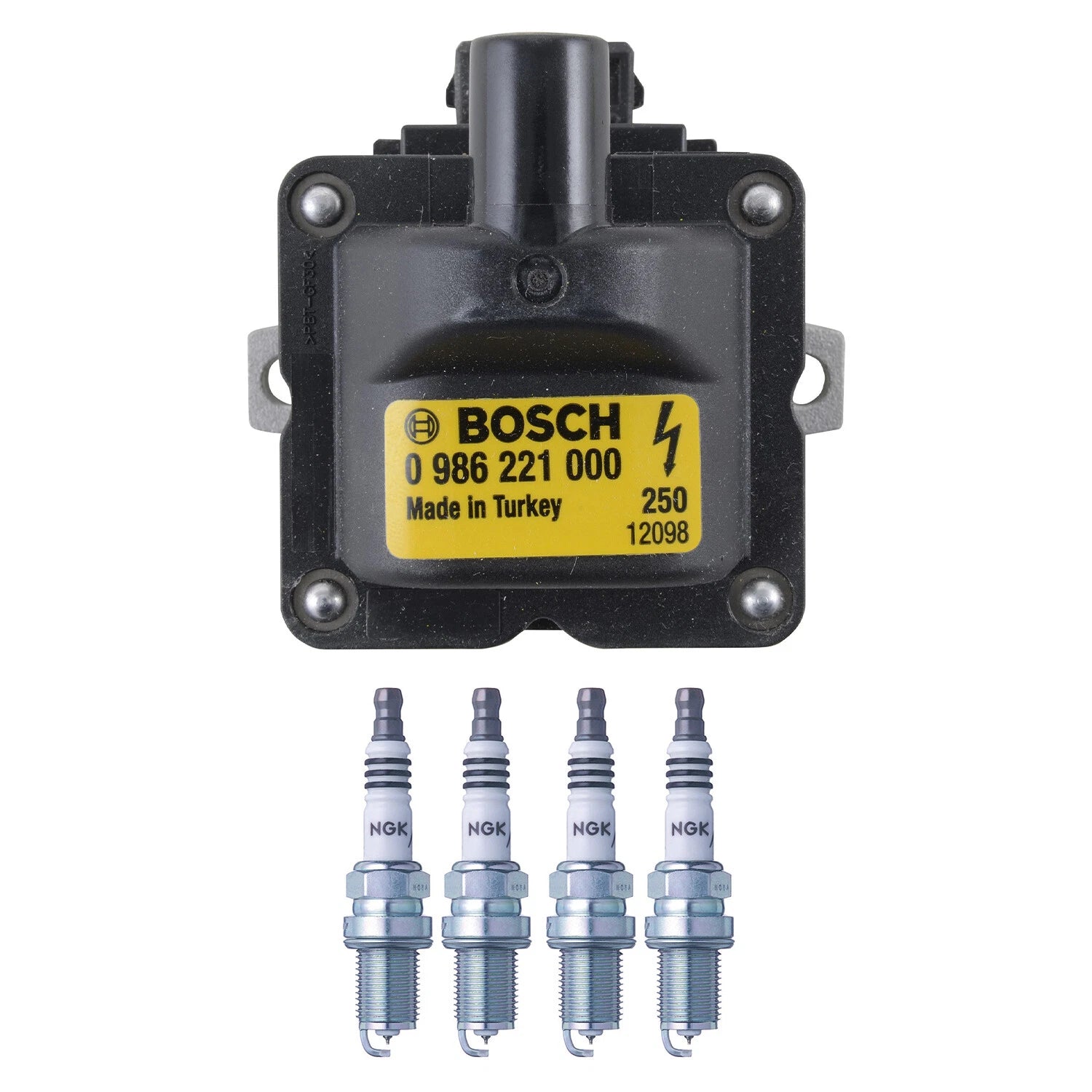 Set of 4 Bosch Ignition Coils & NGK Iridium IX Spark Plugs for C220 Golf (1990–1997)