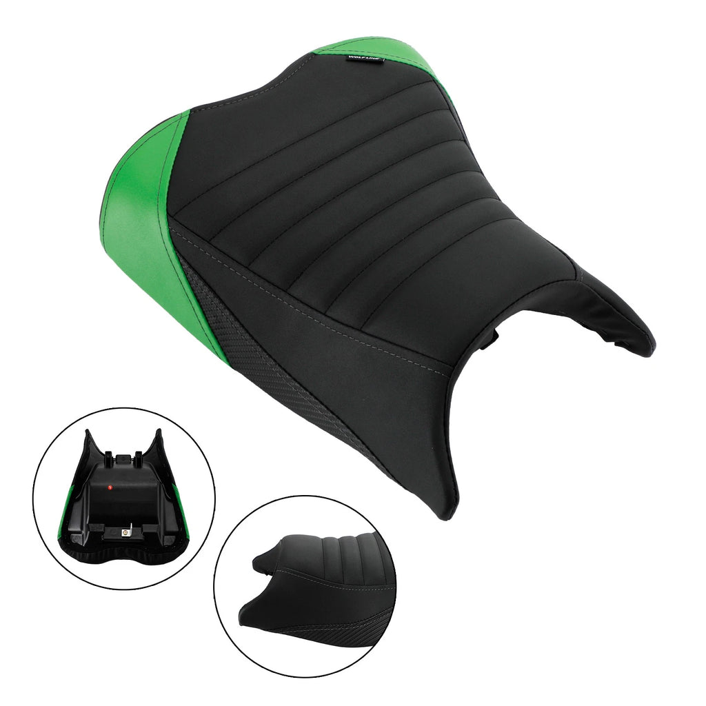 Set of 2 Green Front Rear Seats for Kawasaki Ninja 400 Z400 (2018–2023)