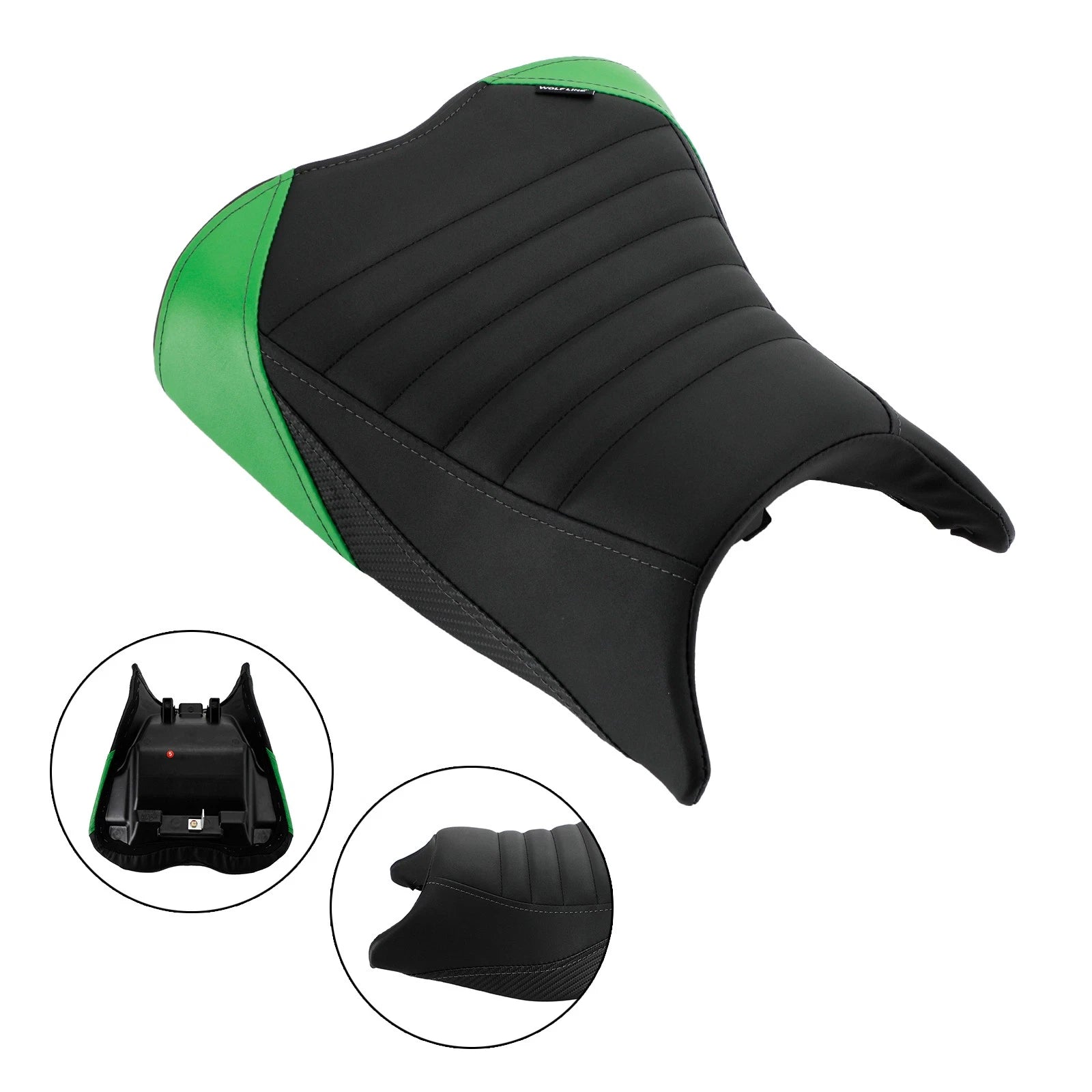 Set of 2 Green Front Rear Seats for Kawasaki Ninja 400 Z400 (2018–2023)