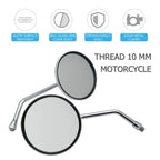 Chrome Round Motorcycle Rearview Mirrors M10 for Honda Suzuki Kawasaki