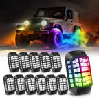 12Pcs Waterproof RGB LED Rock Lights for Car SUV Truck ATV UTV