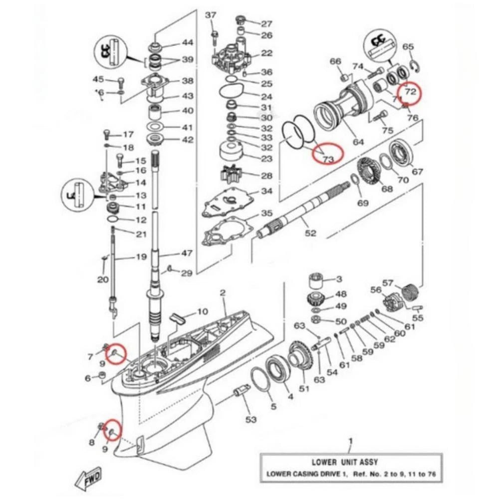 Lower Unit Seal Kit for Yamaha 200-300HP (93101-30002, 93211-04384)