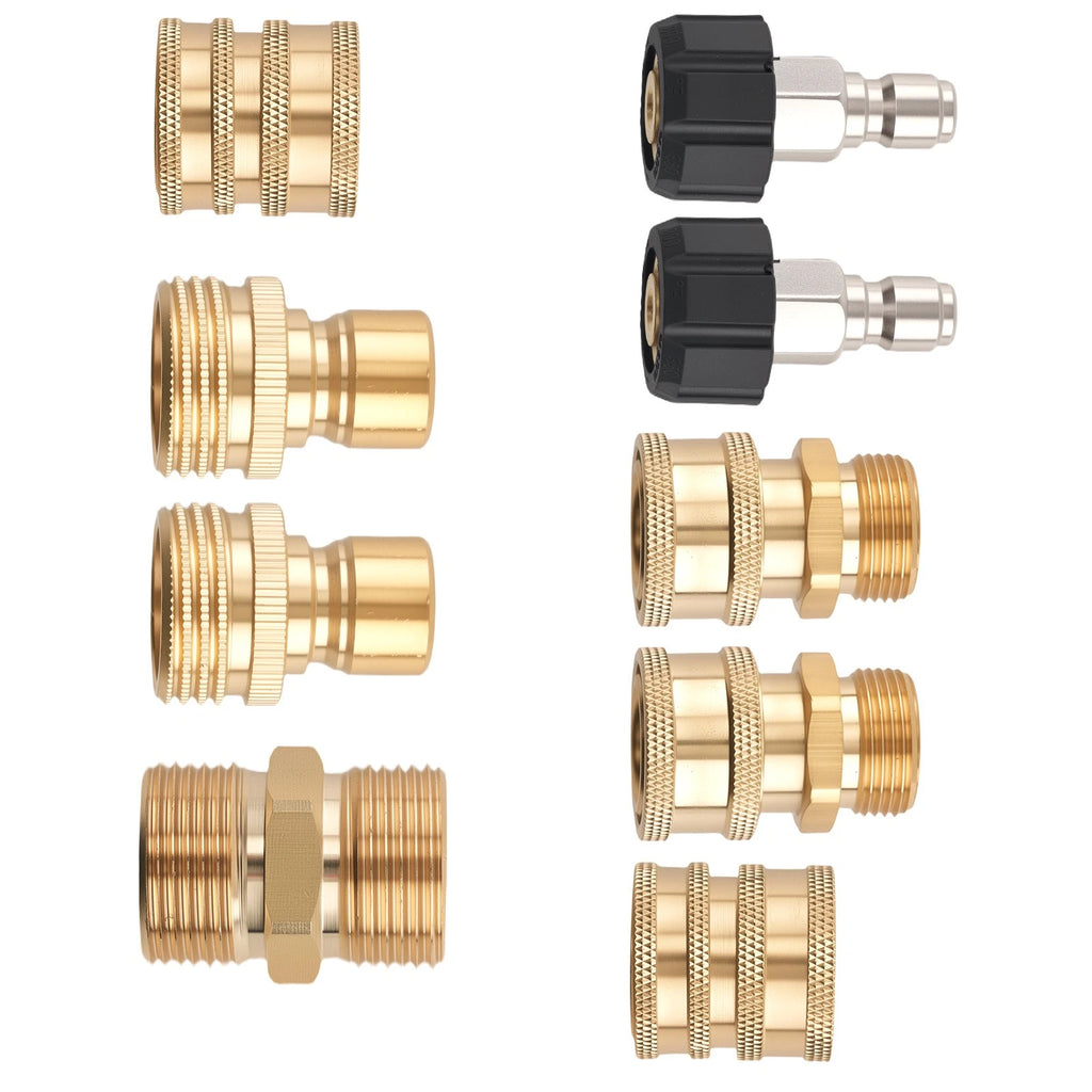 Brass Pressure Washer Adapter Kit M22 Quick Connect Set of 3 (Universal)