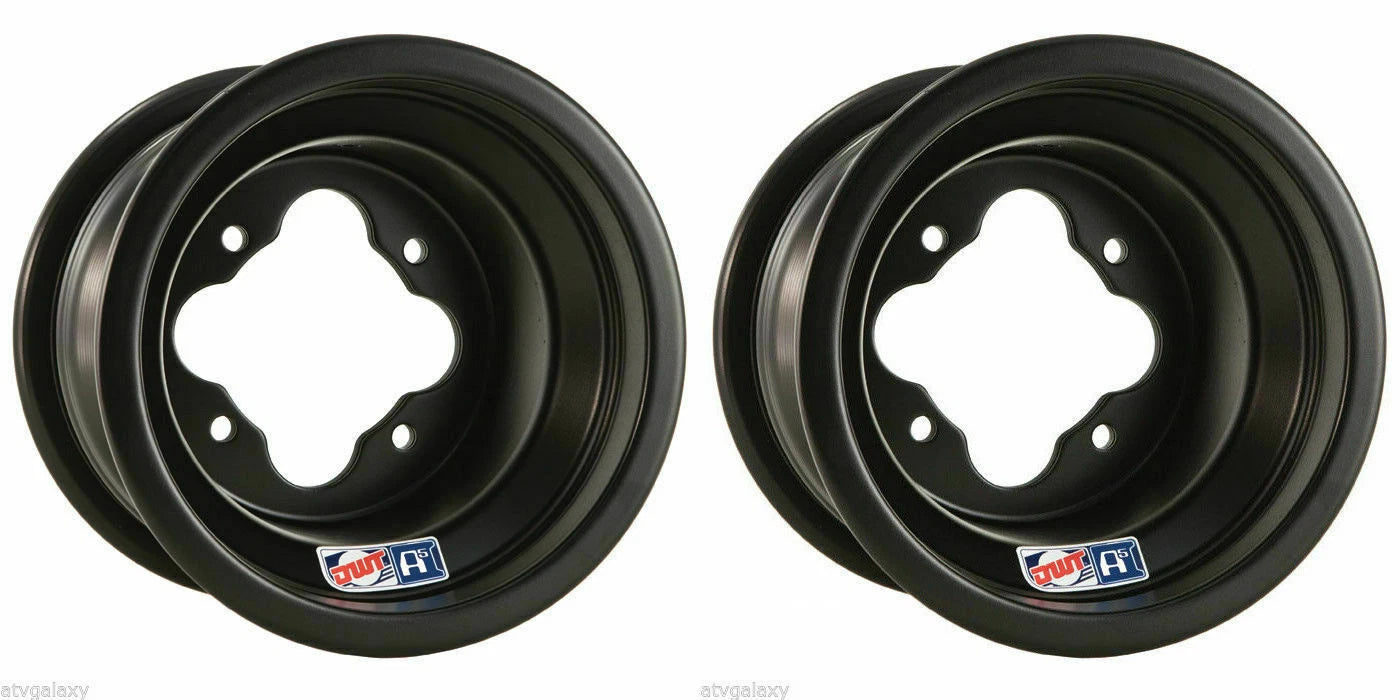 DWT Black A5 Rolled Lip ATV Rear Wheel Pair 9x8 4/110 for Honda TRX 450R 250R 400EX (2004–2009)