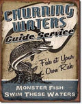 Vintage Replica Tin Metal Sign for Churning Waters Guide Service (1814)