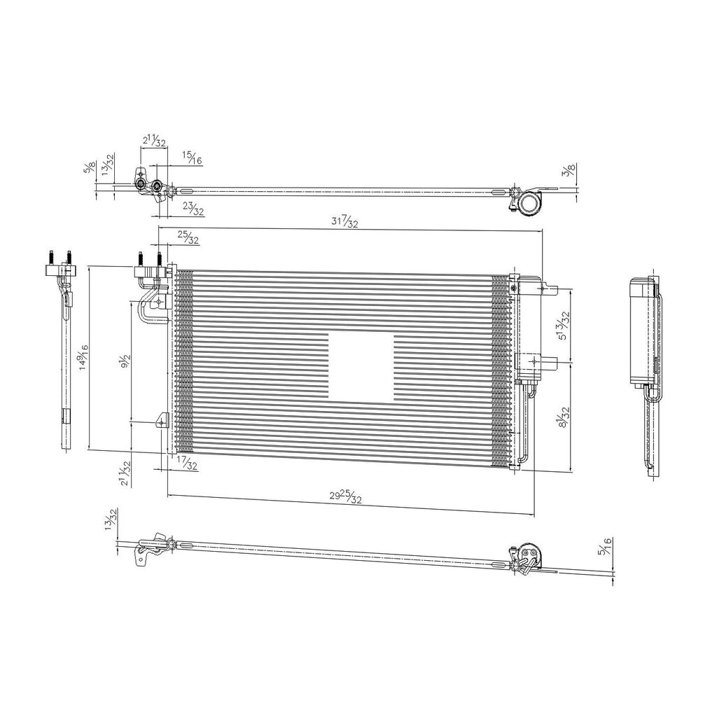 Replacement A/C Condenser with Receiver Drier for Toyota Hilux (2005–2015)