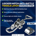 Set of 2 Anti-Rattle Latch Fasteners for Marine Locker Hatch (FO4181-M2)