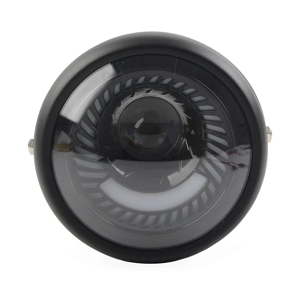 5-3/4" Switchback White LED Halo DRL Angel Eye Headlight for Motorcycle