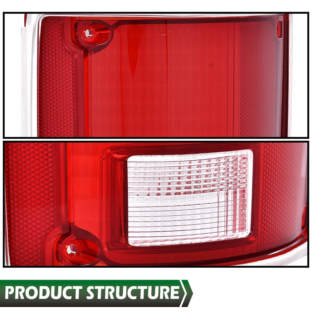Tail Lights with Chrome Bezel for Chevrolet C10 K10 GMC Sierra (1973–1991)