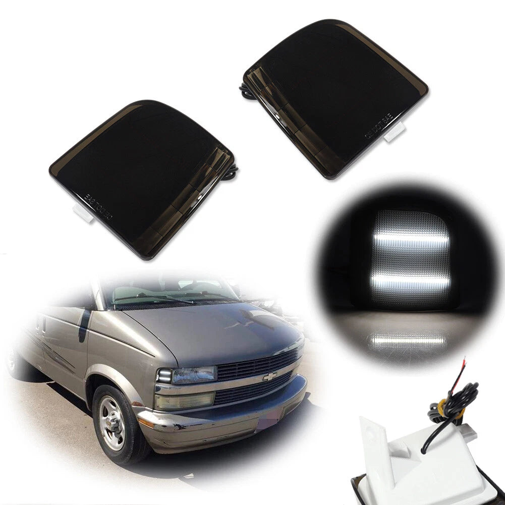 Smoked White LED Corner Parking Side Marker Lamps for Chevy Safari Van (1995–2005)