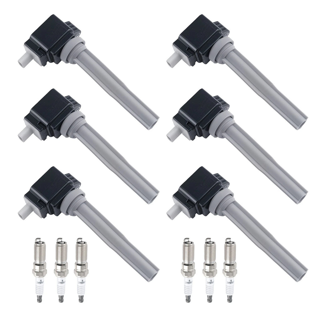 6X Ignition Coils + Spark Plugs for Ford Fusion (2017–2019) V6 2.7L