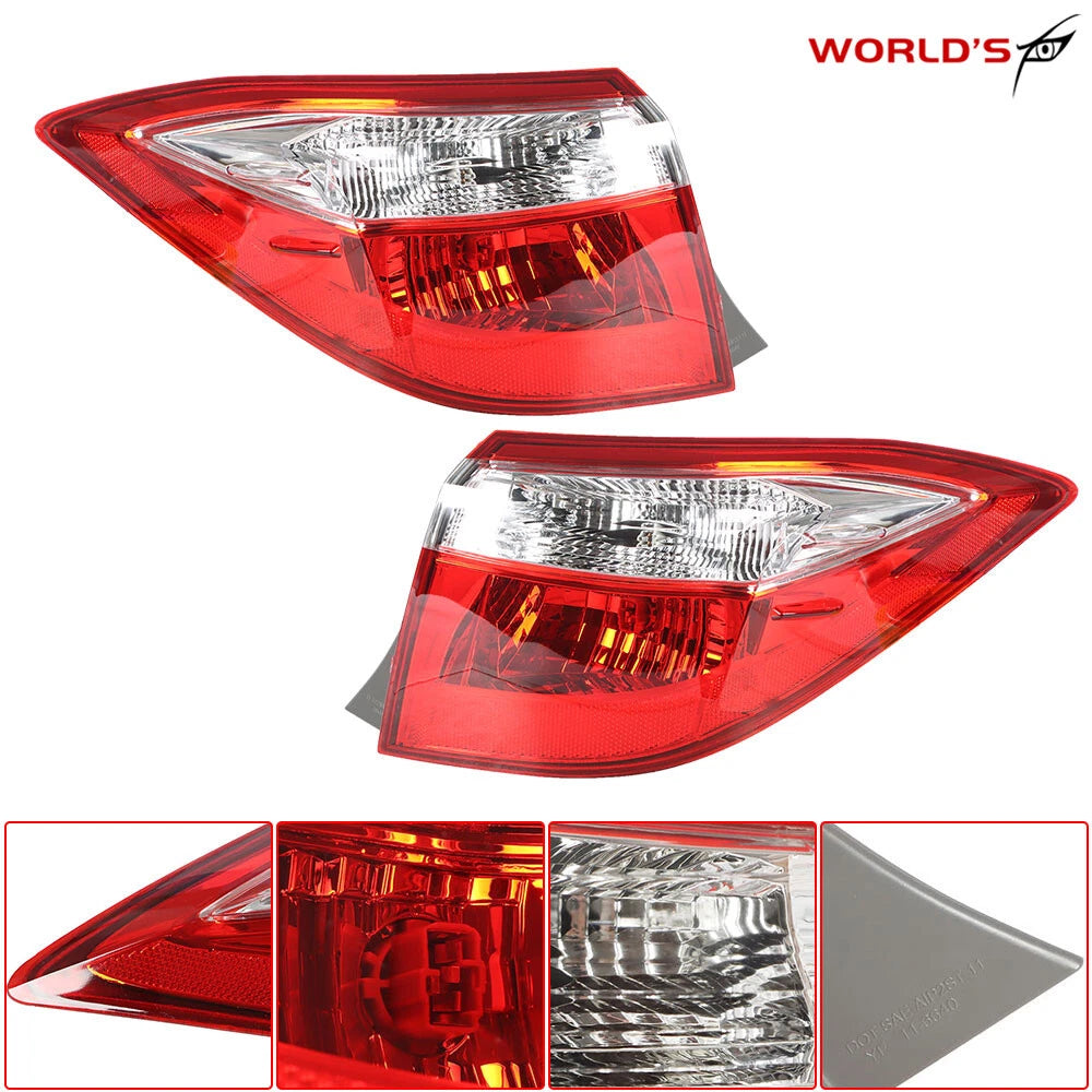 Set of 2 Outer Tail Lights for Toyota Corolla (2014–2016) Red Clear