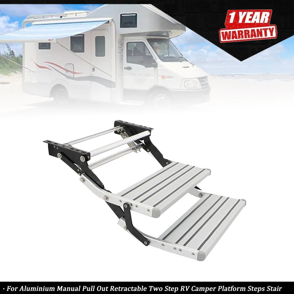 2X Retractable Two Step Platform Steps for RV Camper