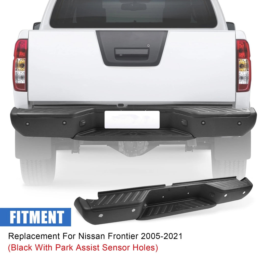 Rear Step Bumper Assembly for Nissan Frontier (2005-2021) Steel with Sensor Holes