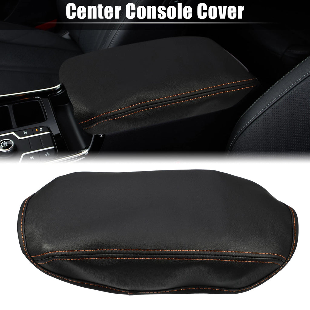 Center Console Cover Pad for Subaru Forester (2019–2023) Black Orange Stitches