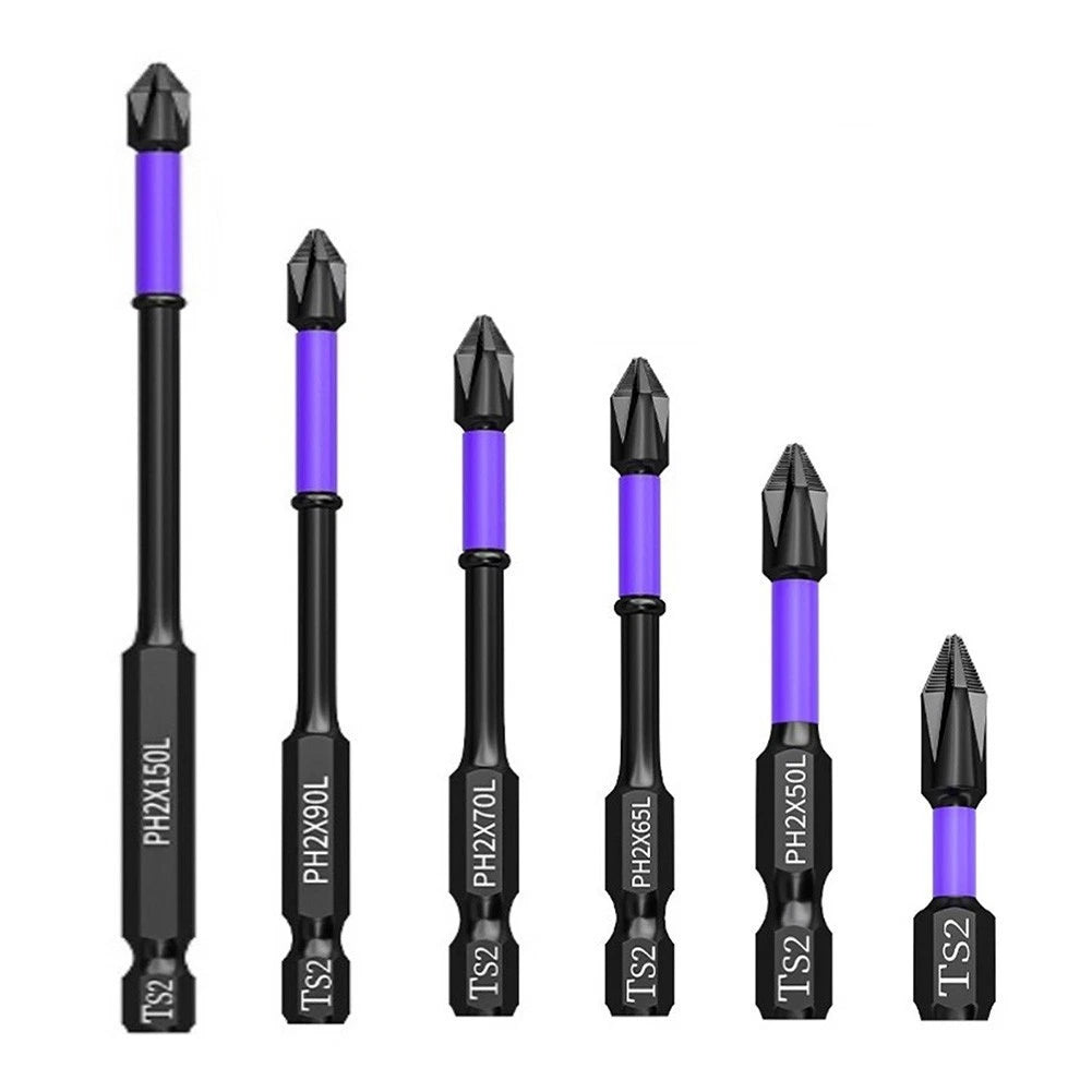 Set of 5 PH2 Magnetic Cross Screwdriver Bits for Automotive Use