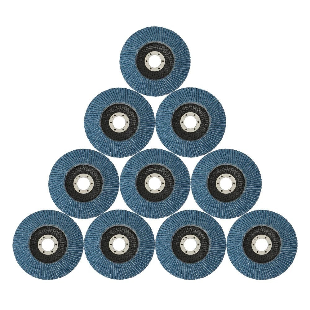 Set of 10 Zirconia Flap Discs for Angle Grinder (4.5" x 7/8", 40 Grit)