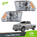 Set of 2 Halogen Headlights with LED DRL Chrome for Dodge Ram (2009–2018)