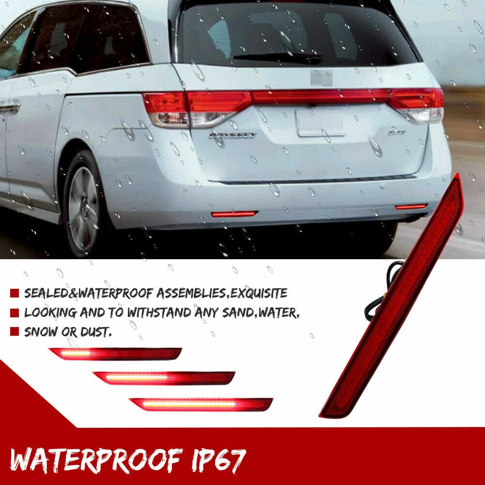 Red LED Rear Bumper Reflector Tail Lights for Honda Odyssey (2011–2017)