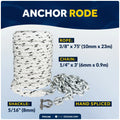 3/8" x 75' Anchor Rode with 1/4" x 3' Galvanized Chain