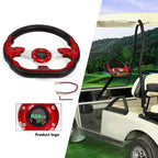 13" Red 6 Hole Steering Wheel with Horn Button & Quick Release Adapter