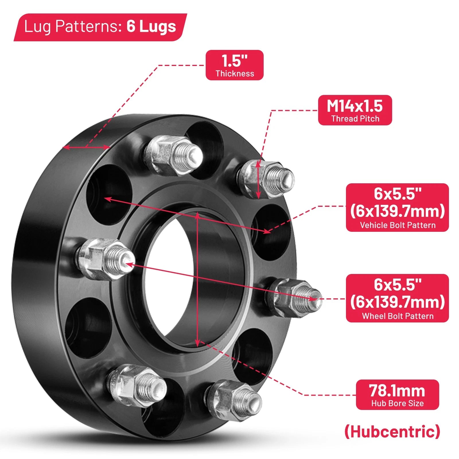 1.5" Hubcentric Wheel Spacers for Chevy Express 1500 (2003-2014)