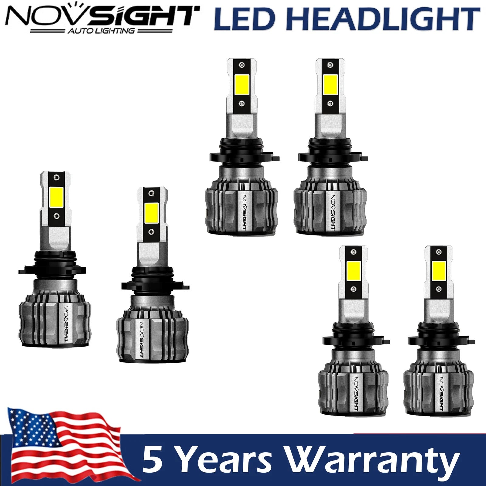 Set of 6 LED Headlight Kit 9005 H11 Fog Light Bulbs 6500K for