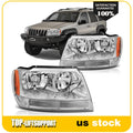 2X Headlight Assembly for Jeep Grand Cherokee (1999–2004) Chrome Housing