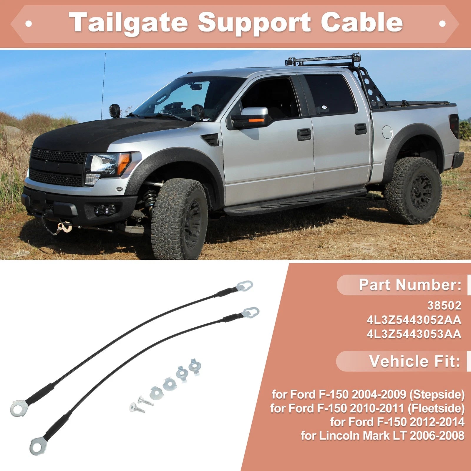 Tailgate Support Cable for Ford F-150 F150, Lincoln Mark LT (2004–2014)