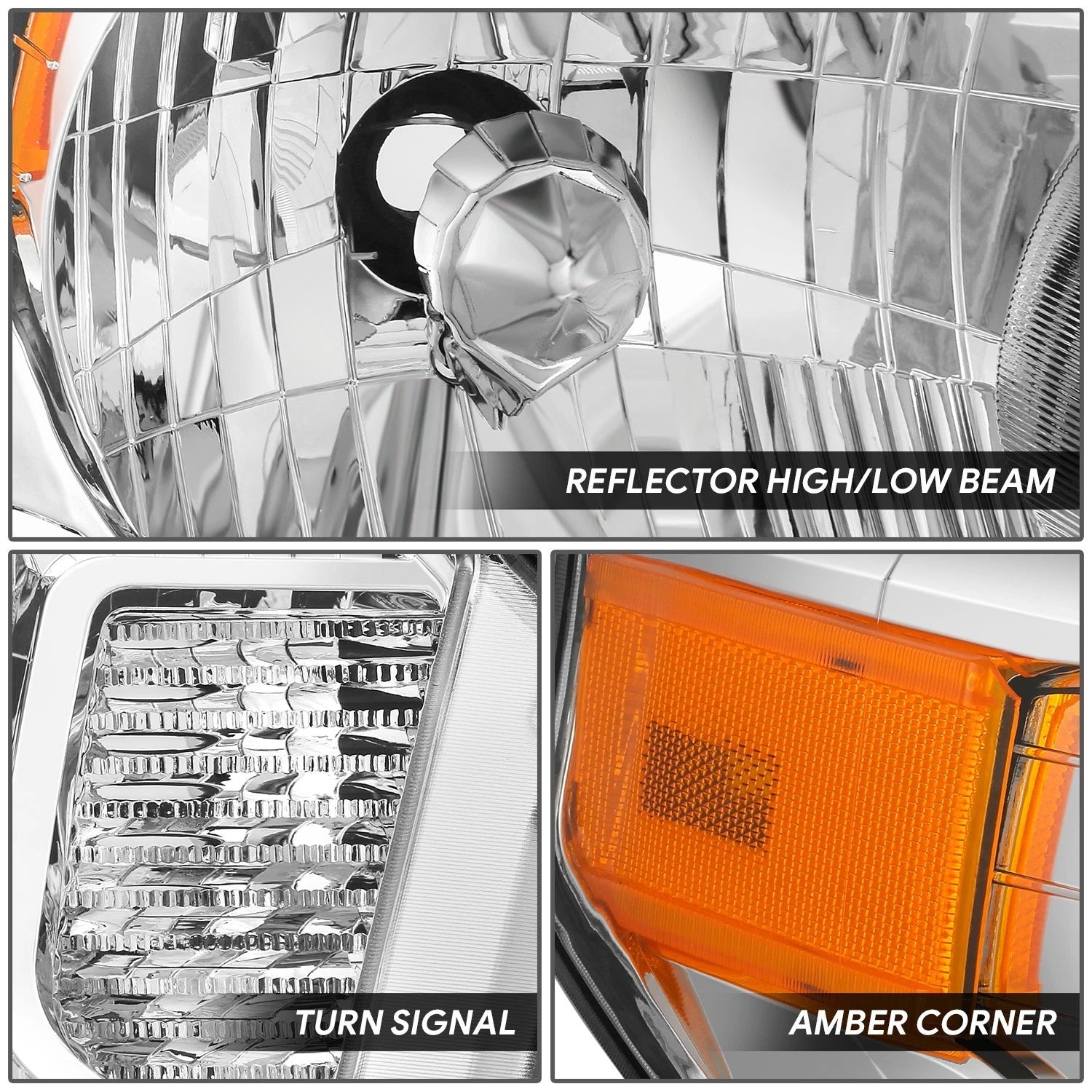 Chrome Amber Headlight Assembly for Toyota Tundra (2014–2017)