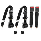 Set of 2 Retractable 3 Point Safety Seat Belt Straps for Car Auto Vehicle