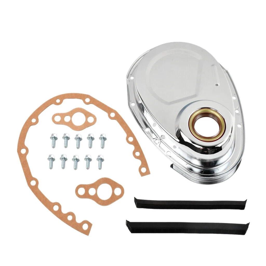Chrome Timing Chain Cover for SB Chevy V8 283 327 350 383 400 (1960–2002)