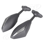 Rearview Mirrors w/ Amber Lights for Kawasaki Suzuki Yamaha Universal