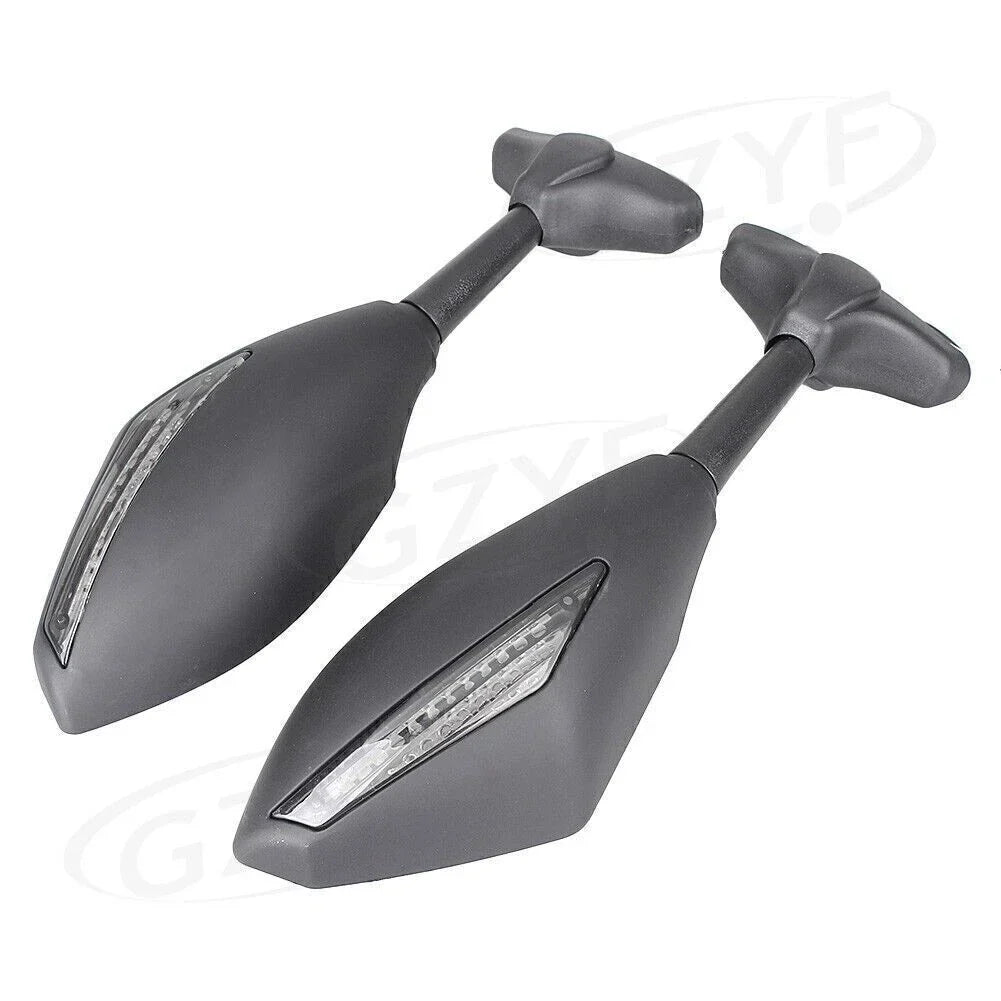 Rearview Mirrors w/ Amber Lights for Kawasaki Suzuki Yamaha Universal