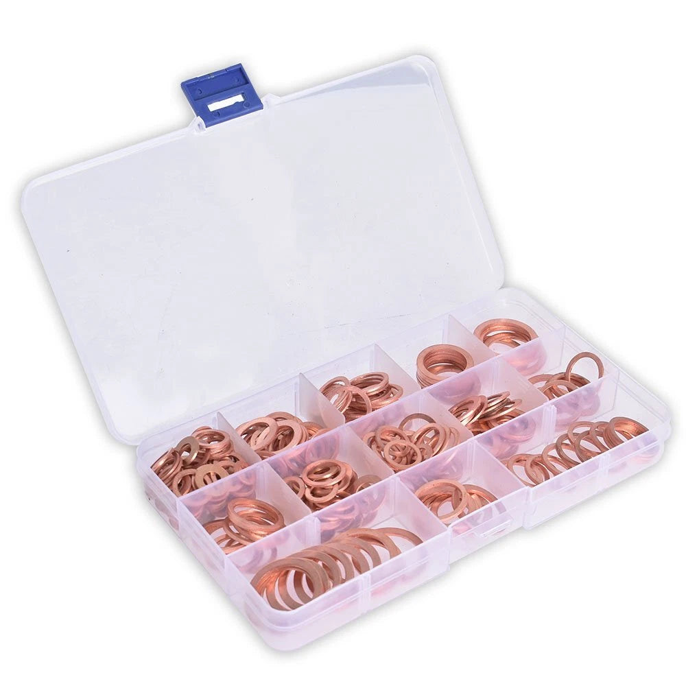 Set of 280 Assorted Solid Copper Crush Washers for Various Models