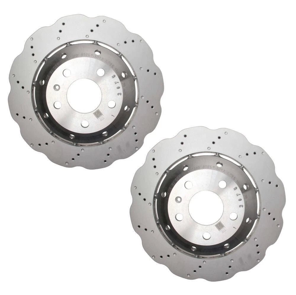 Set of 2 Rear 330mm Drilled Wavy Brake Disc Rotors for Audi RS5 (2013–2015)