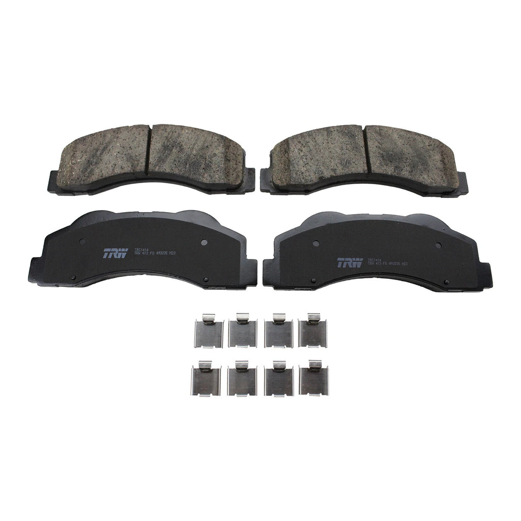 Set of 4 TRW Pro Front Ceramic Slotted Brake Pads for Ford Expedition F-150 Lincoln Navigator