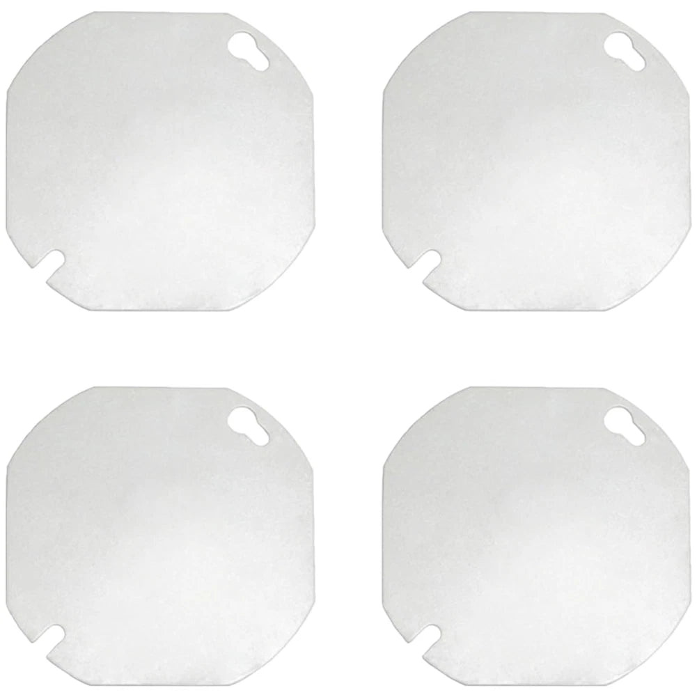 Set of 4 Stainless Steel 4 Inch Octagonal Blank Plate Covers for Wiring Boxes