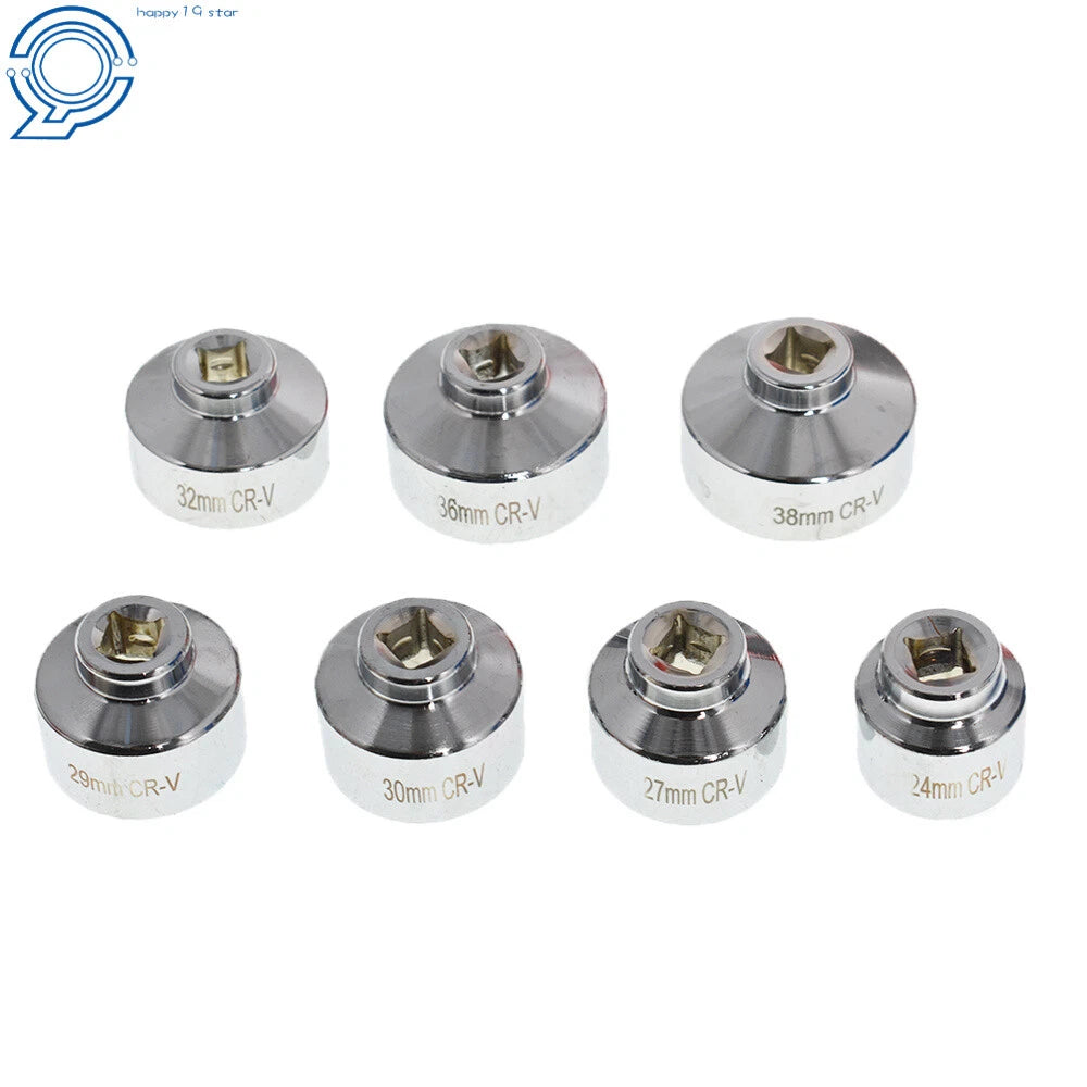 7-Piece Oil Filter Wrench Socket Set for Automotive (Metric 24-38mm)