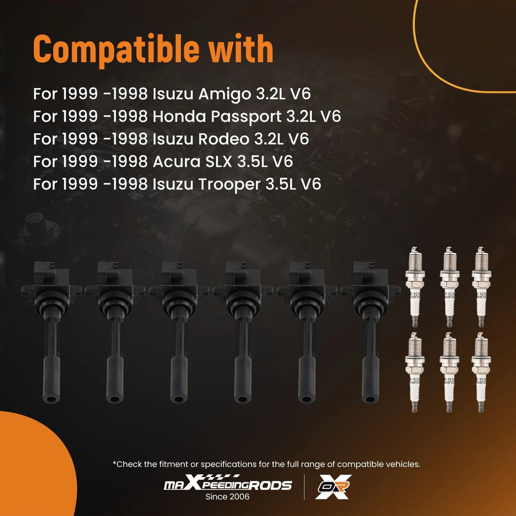 Ignition Coils & Spark Plug Set for Isuzu Amigo Rodeo 3.2L (1998–1999)