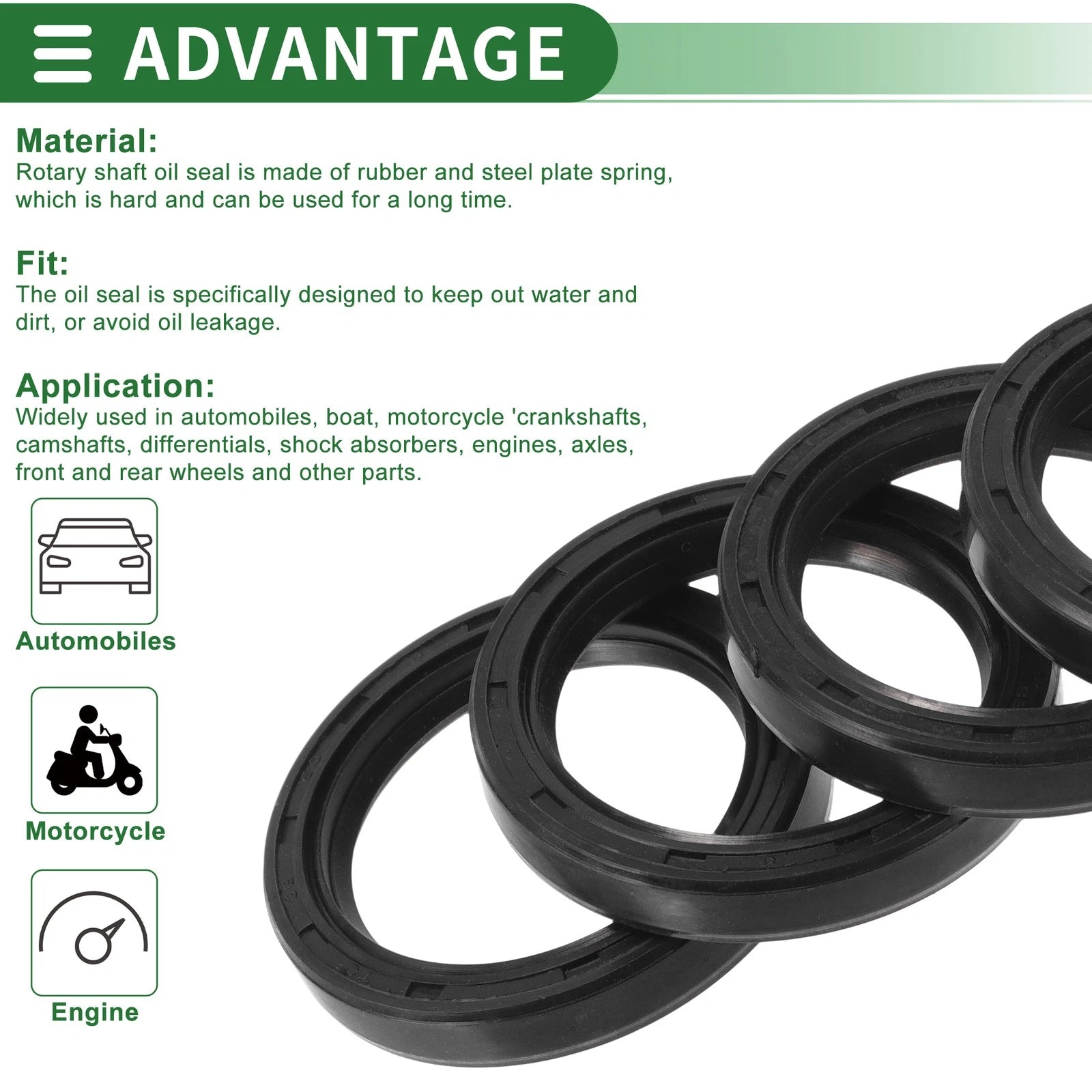 Set of 5 Oil Seal Ring for Rotary Shaft 38x50x8mm NBR Rubber